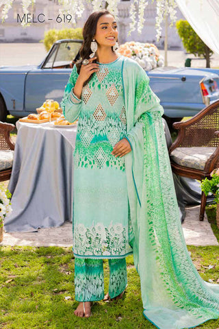 MELC 619 Luxury Embroidered Lawn Collection Vol 2