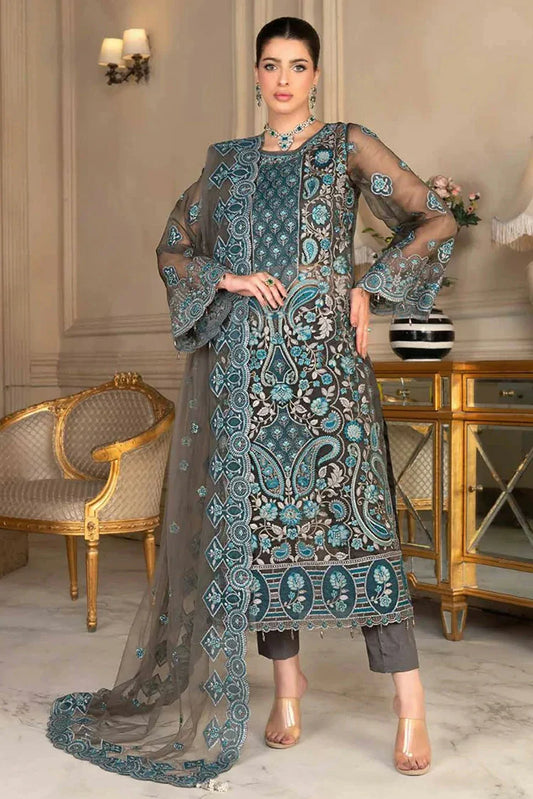 Picture of Janique - Embellish Luxury Collection Vol 7 - Design-06 Sky Blue - Unstitched - Available at Raja Sahib