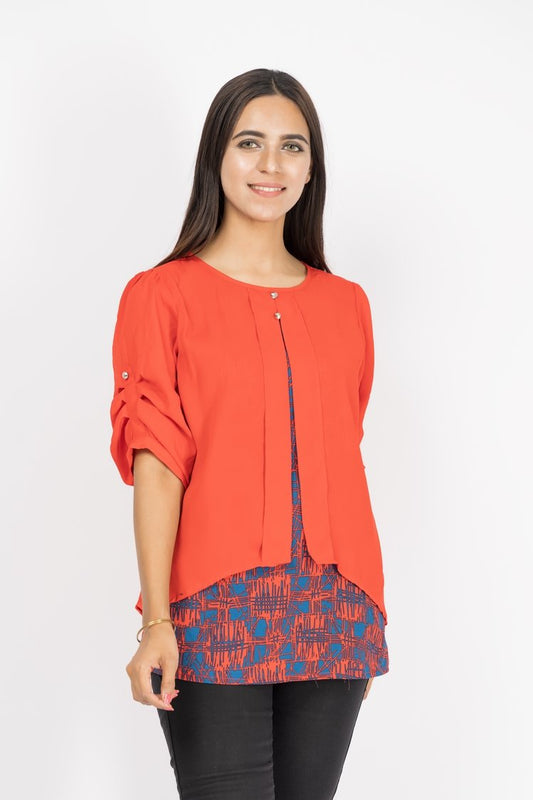 Picture of Ellena - Printed Georgette Top - Available at Raja Sahib