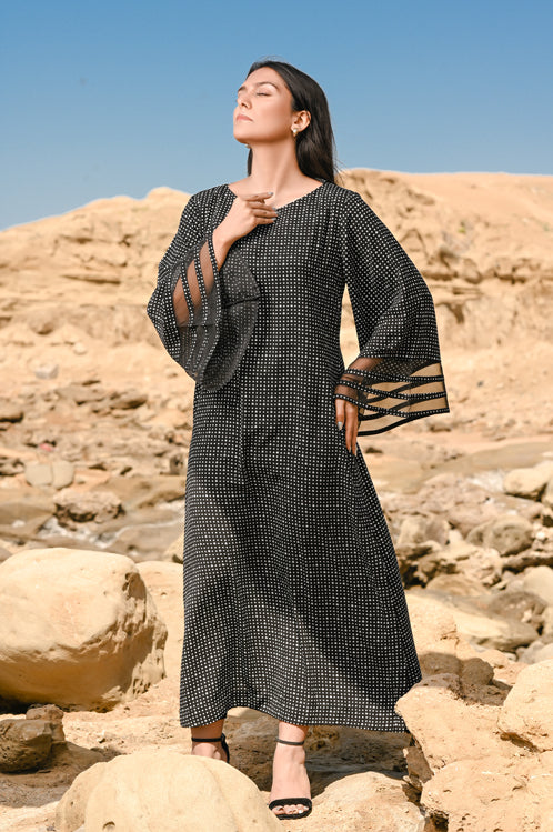 Picture of Ellena - Printed Georgette Dress - Available at Raja Sahib