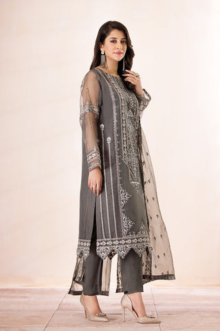 3-PC Stitched Embroidered Organza Suit