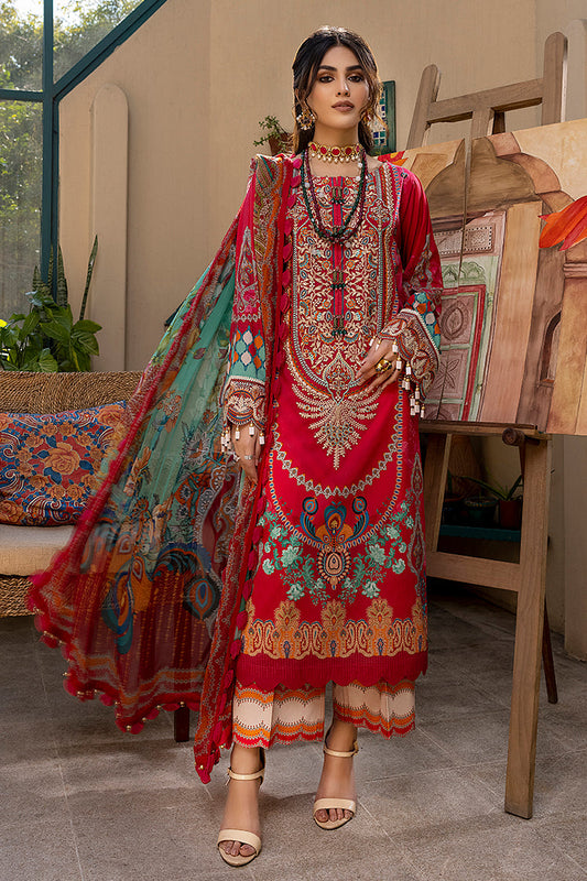 Picture of 3-PC Unstitched Digital Printed Lawn Suit - Available at Raja Sahib