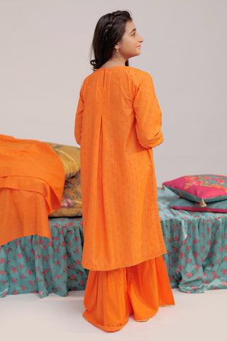 GBD-02589 | Orange & Gold | Casual Plus 3 Piece Suit  | Cotton Jacqurd Dobby