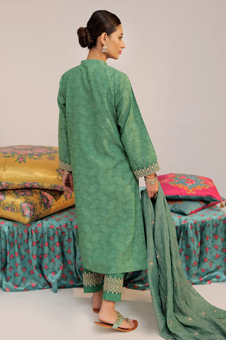 LBD-02565 | Green & Gold | Casual plus 3 Piece Suit  | Cotton Yarn dyed Jacquard