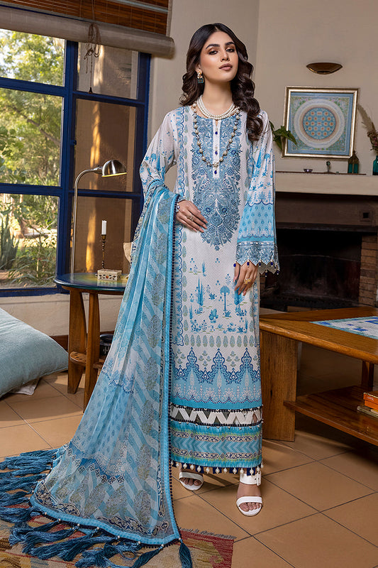 Picture of 3-PC Unstitched Digital Printed Lawn Suit - Available at Raja Sahib