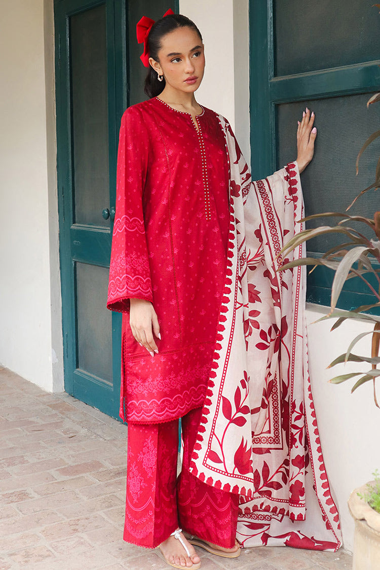 Picture of Cross Stitch - Prints Daily Lawn Collection - Scarlet Sage - Available at Raja Sahib