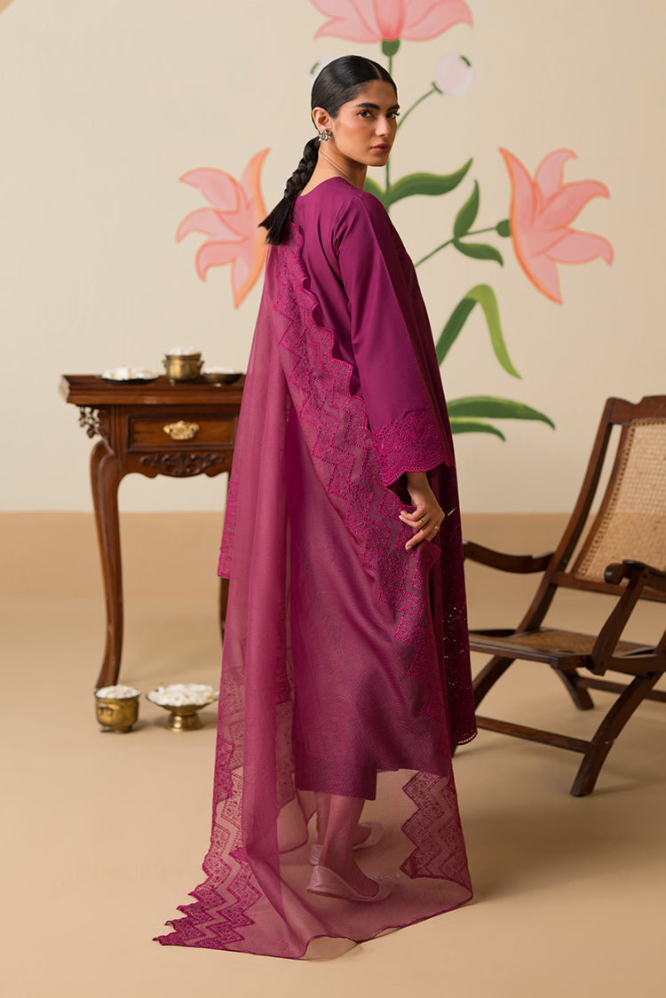 Picture of Cross Stitch - Chikankari Lawn Edit Vol 2 - Plum Parfait - Available at Raja Sahib