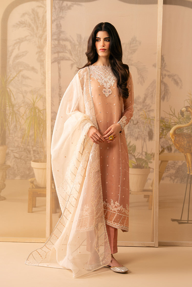 Picture of Cross Stitch - Luxe Atelier Unstitched Collection - Coral Cascade - Available at Raja Sahib