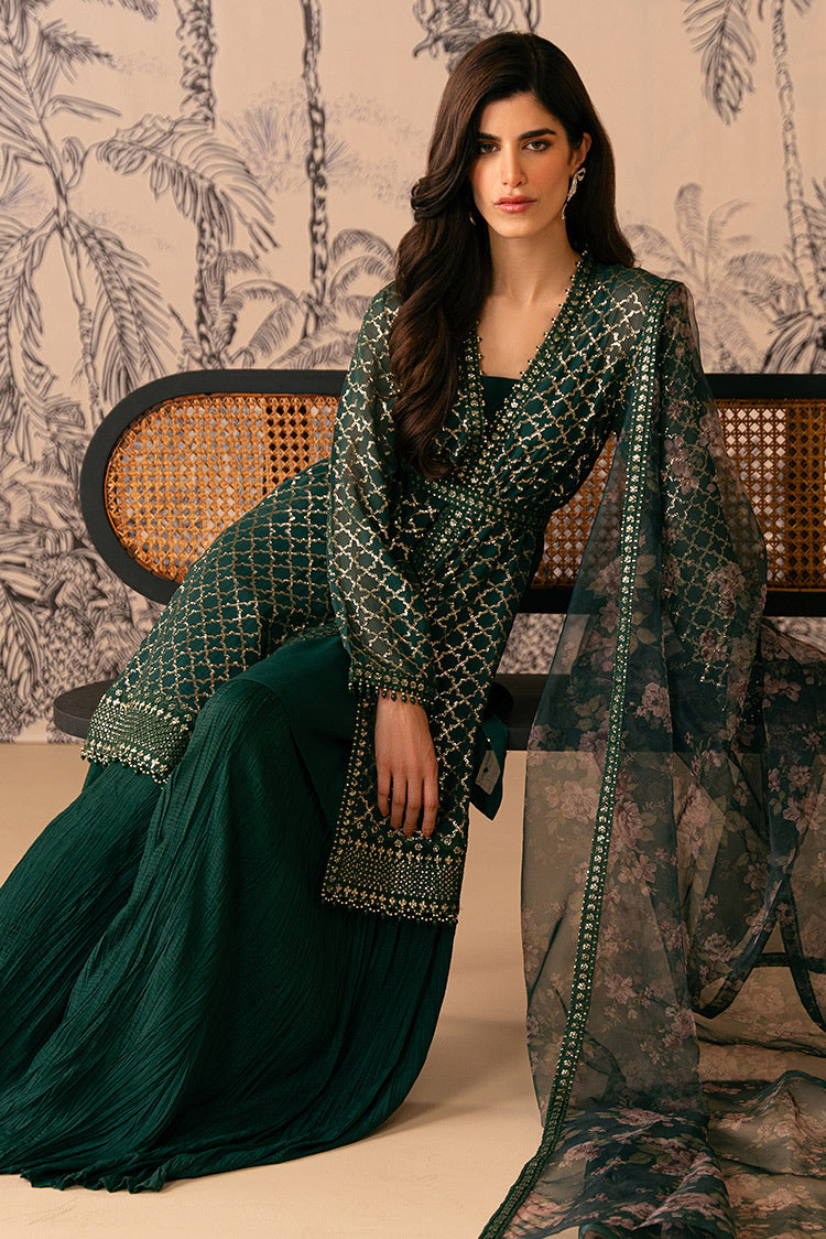 Picture of Cross Stitch - Luxe Atelier Unstitched Collection - Viridian Haven - Available at Raja Sahib