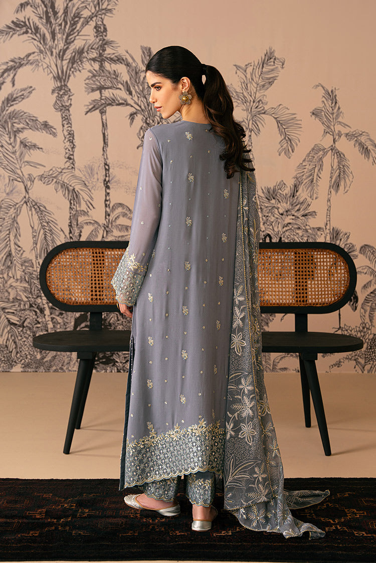 Picture of Cross Stitch - Luxe Atelier Unstitched Collection - Smoke Blue - Available at Raja Sahib