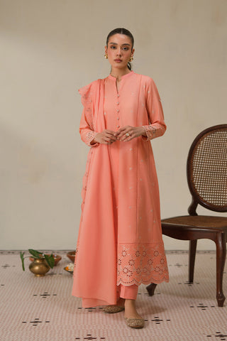 Picture of Cross Stitch - Unstitched Chikankari Collection - Coral Haze - Available at Raja Sahib