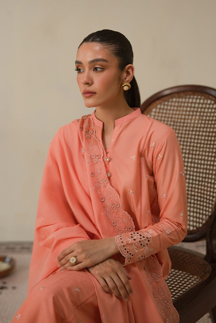 Picture of Cross Stitch - Unstitched Chikankari Collection - Coral Haze - Available at Raja Sahib