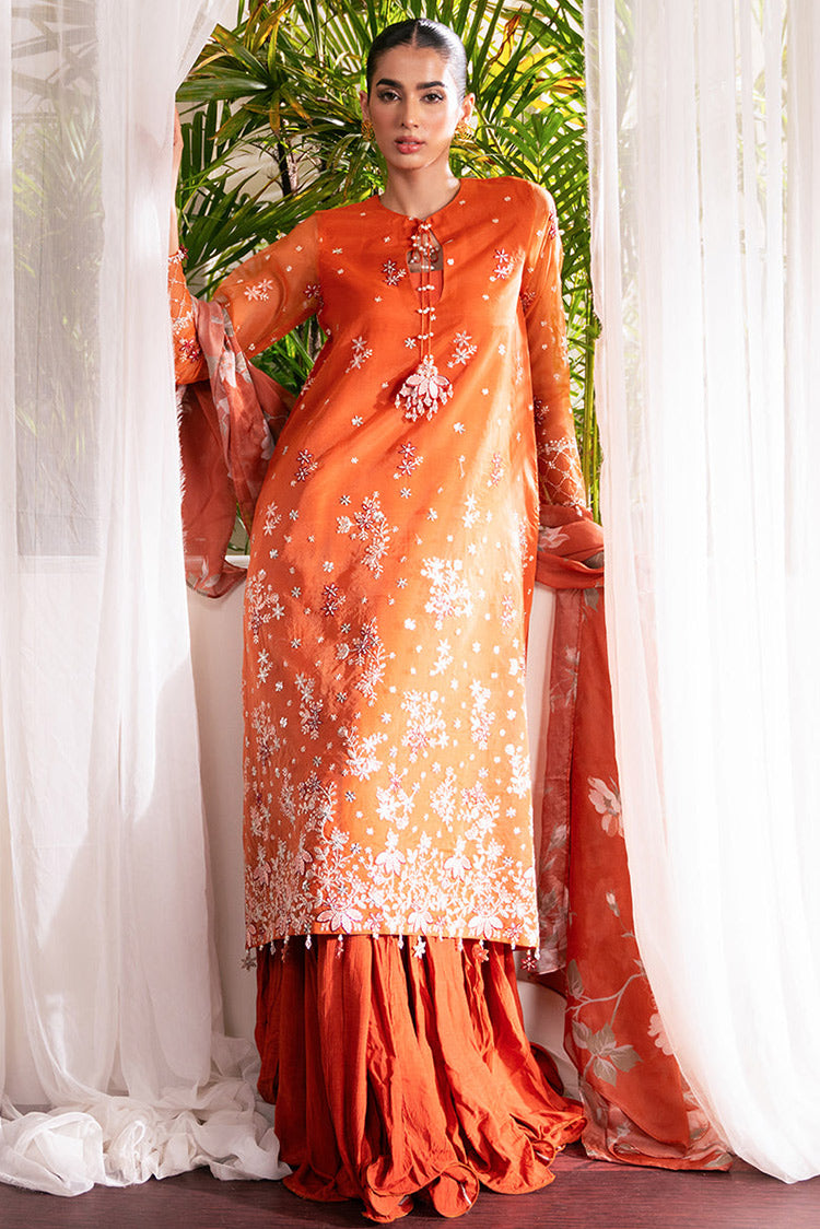 Picture of Cross Stitch - Luxe Atelier Unstitched Collection - Apricot Dusk - Available at Raja Sahib