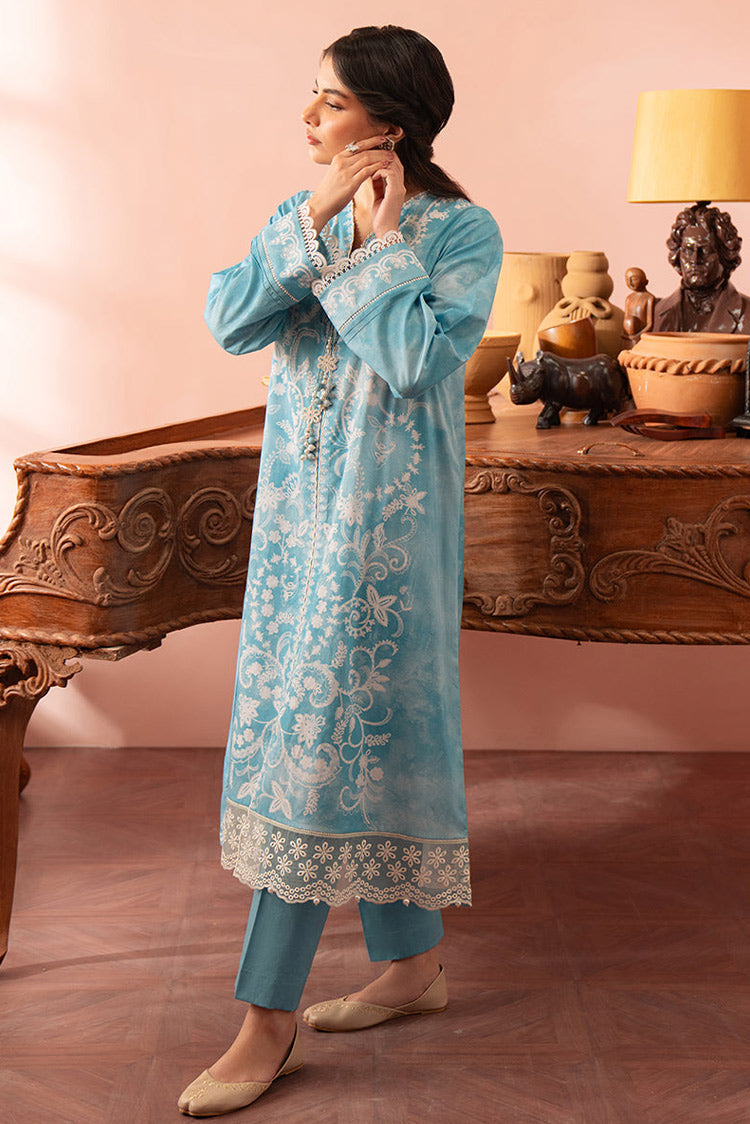 Picture of Cross Stitch - Seher Unstitched Premium Cambric Collection - Cadet Blue - Available at Raja Sahib