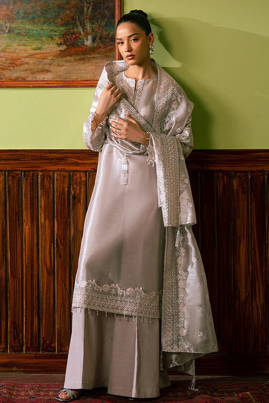 Picture of Cross Stitch - Embroidered Chiffon Collection - Rose Shell - Available at Raja Sahib