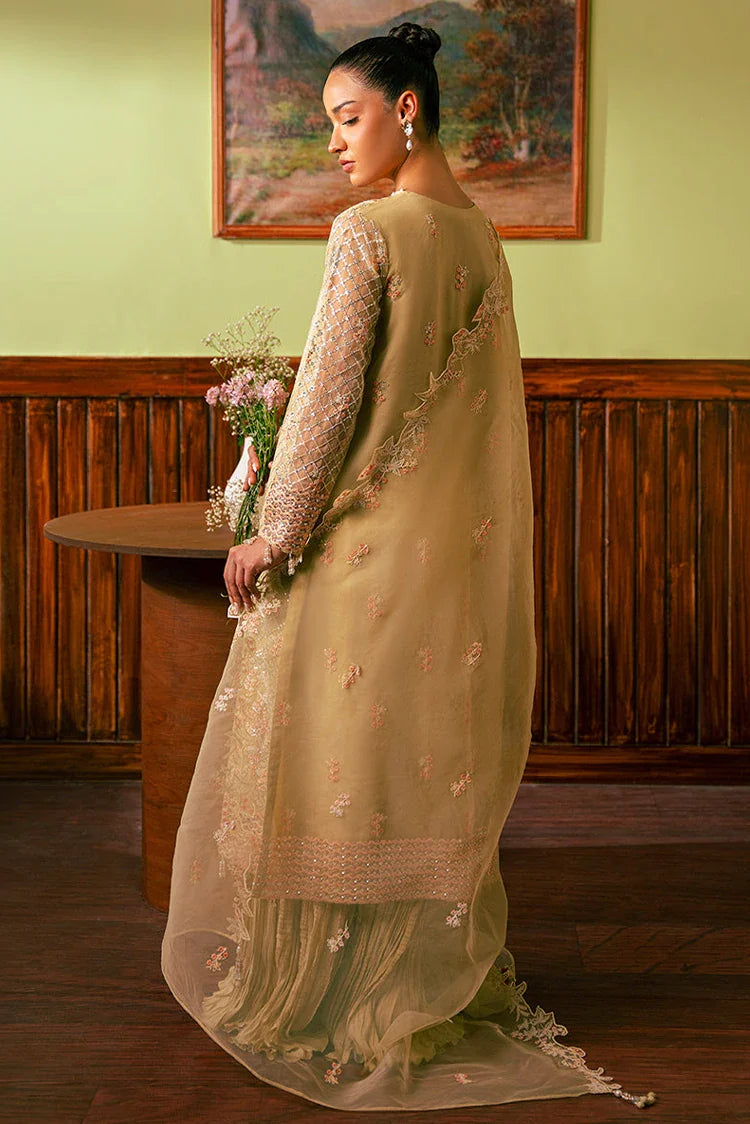 Picture of Cross Stitch - Embroidered Chiffon Collection - Canary Butter - Available at Raja Sahib