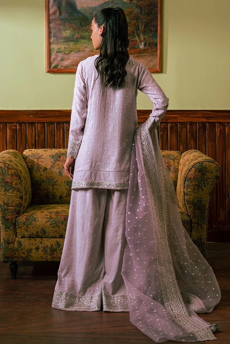 Picture of Cross Stitch - Embroidered Chiffon Collection - Wisteria Plum - Available at Raja Sahib