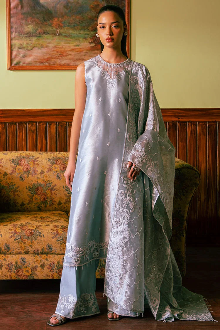 Picture of Cross Stitch - Embroidered Chiffon Collection - Hazy Blue - Available at Raja Sahib