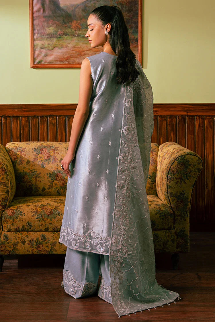 Picture of Cross Stitch - Embroidered Chiffon Collection - Hazy Blue - Available at Raja Sahib