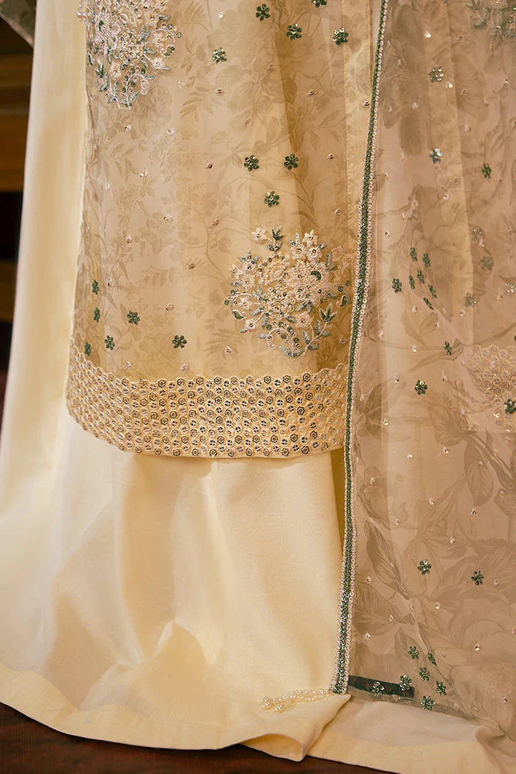 Picture of Cross Stitch - Embroidered Chiffon Collection - Celadon Sage - Available at Raja Sahib