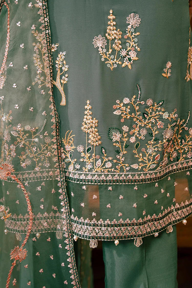 Picture of Cross Stitch - Embroidered Chiffon Collection - Fern Green - Available at Raja Sahib