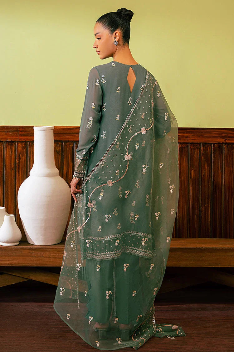 Picture of Cross Stitch - Embroidered Chiffon Collection - Fern Green - Available at Raja Sahib