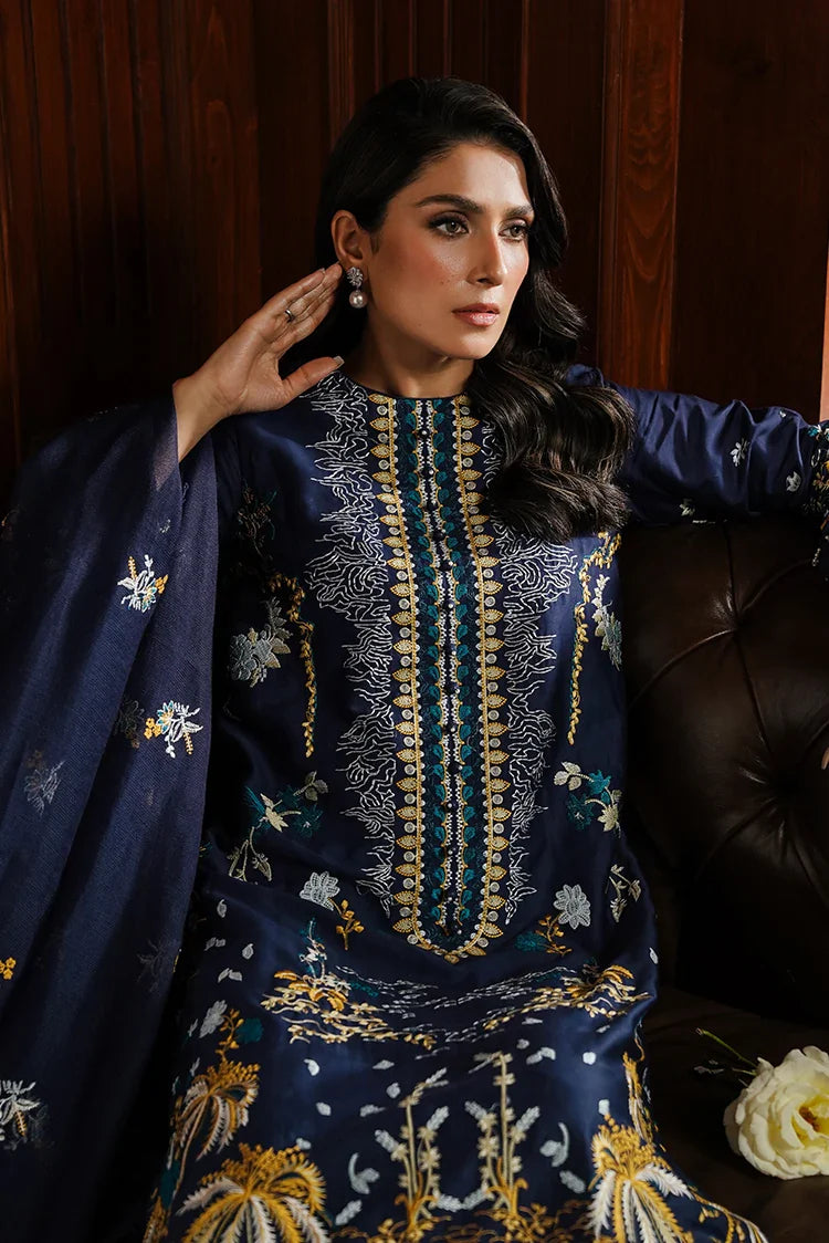 Picture of Cross Stitch - Satin De Luxe Unstitched Premium Collection - Celestial Navy - Available at Raja Sahib