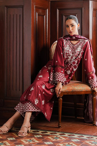 Picture of Cross Stitch - Satin De Luxe Unstitched Premium Collection - Deep Berry - Available at Raja Sahib