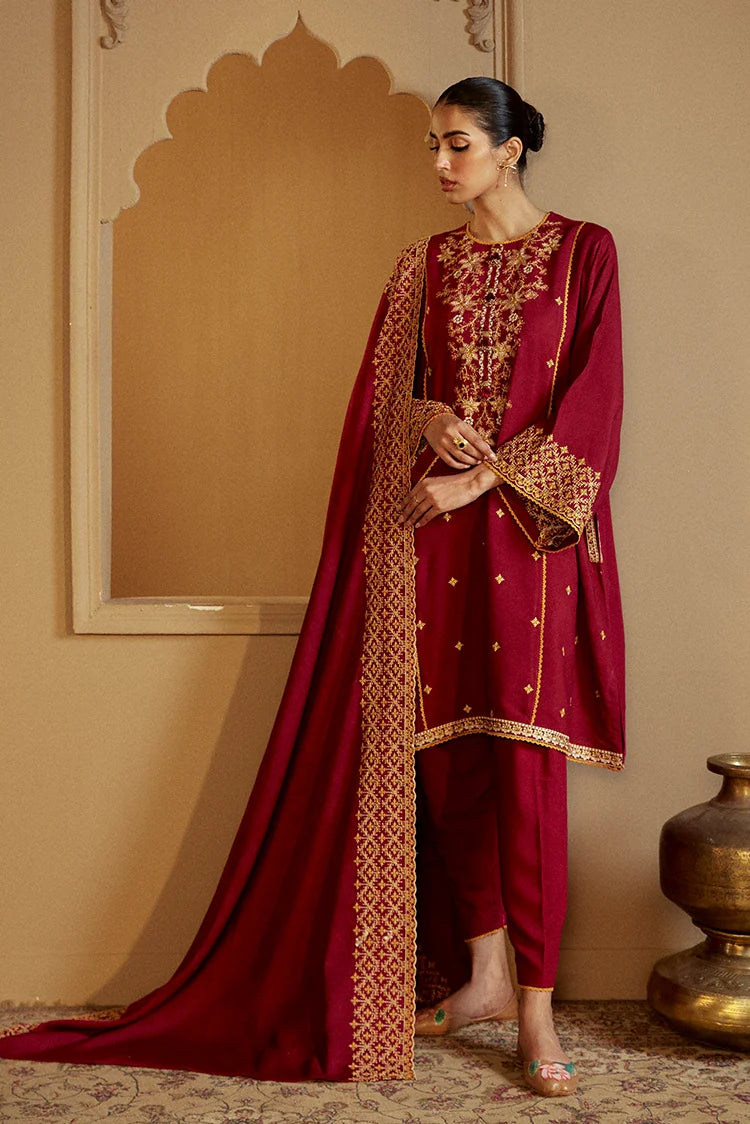 Picture of Cross Stitch - Winter Unstitched Collection 2024 - Regal Rosewood - Available at Raja Sahib