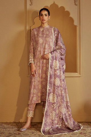 Picture of Cross Stitch - Winter Unstitched Collection 2024 - Dusky Purple - Available at Raja Sahib