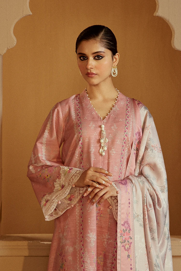 Picture of Cross Stitch - Winter Unstitched Collection 2024 - Rosy Dew - Available at Raja Sahib