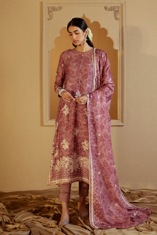 Picture of Cross Stitch - Winter Unstitched Collection 2024 - Mauve Dream - Available at Raja Sahib