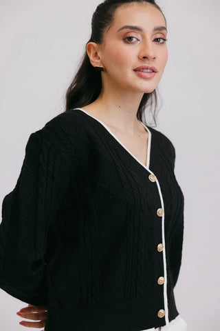 Picture of Full Sleeves V-Neck Cardigan Sweater - Available at Raja Sahib