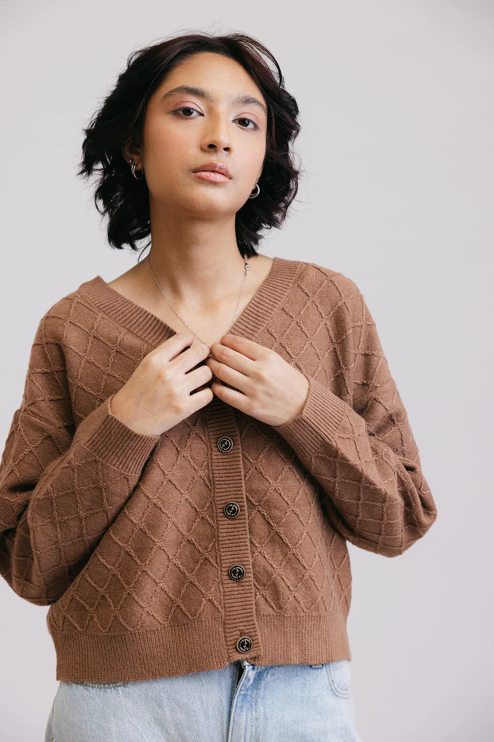 Picture of Full Sleeves V-Neck Cardigan Sweater - Available at Raja Sahib