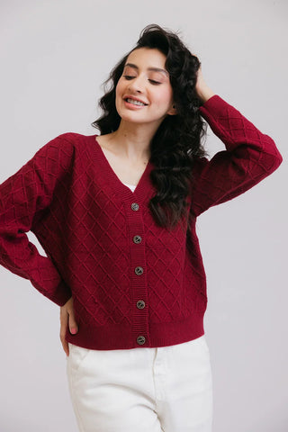 Picture of Full Sleeves V-Neck Cardigan Sweater - Available at Raja Sahib