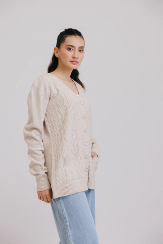 Picture of Full Sleeves V-Neck Cardigan Sweater - Available at Raja Sahib