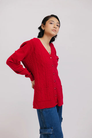 Picture of Full Sleeves V-Neck Cardigan Sweater - Available at Raja Sahib