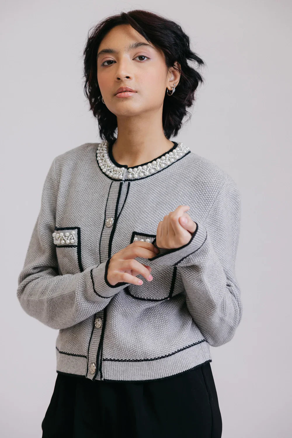 Picture of Full Sleeves Round Neck Cardigan Sweater - Available at Raja Sahib