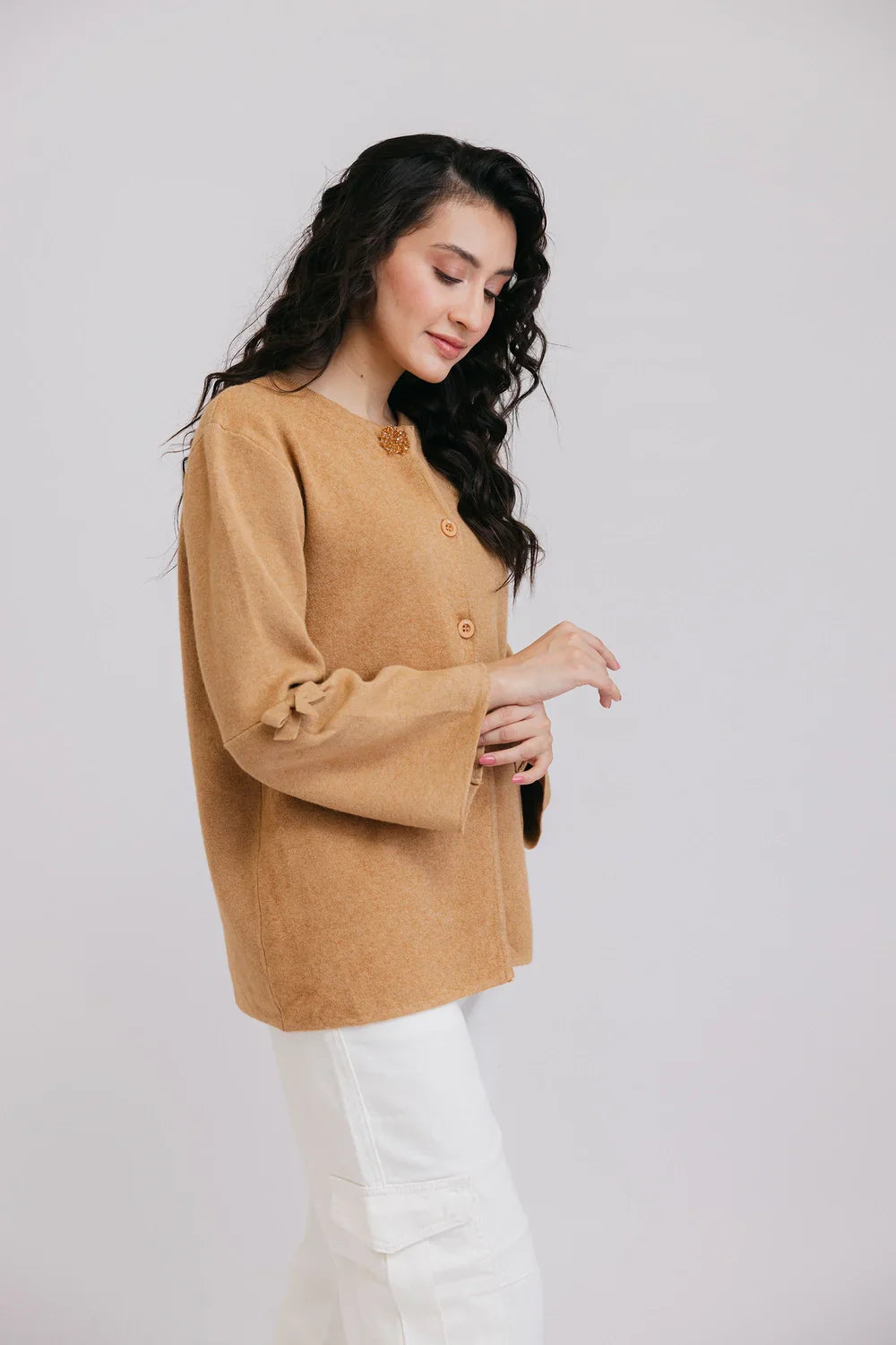 Picture of Full Sleeves Round Neck Cardigan Sweater - Available at Raja Sahib