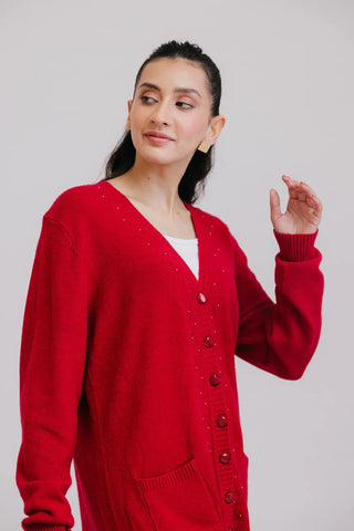 Picture of Full Sleeves V-Neck Cardigan Sweater - Available at Raja Sahib