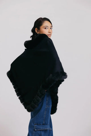 Picture of Faux Fur Pullover Poncho - Available at Raja Sahib