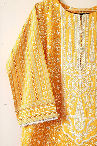 Picture of Kashish - Reaty to Wear 3 PC Lawn Suit - Mustard Yellow - 6022C - Available at Raja Sahib