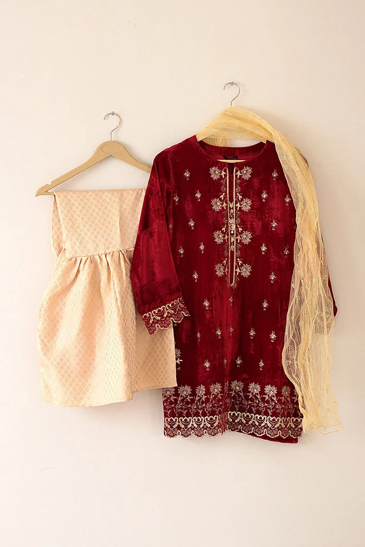 Picture of Kashish - Kids Velvet Wear - 3 Piece - 6080G - Available at Raja Sahib