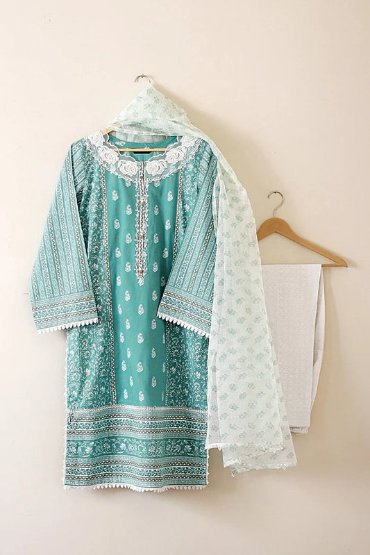 Picture of Kashish - Reaty to Wear 3 PC Lawn Suit - Sea Green - 7085 - Available at Raja Sahib