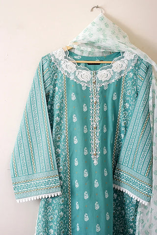 Picture of Kashish - Reaty to Wear 3 PC Lawn Suit - Sea Green - 7085 - Available at Raja Sahib