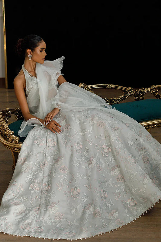 Picture of Threads & Motifs - Organza Embroidered Blouse And Skirt - Available at Raja Sahib