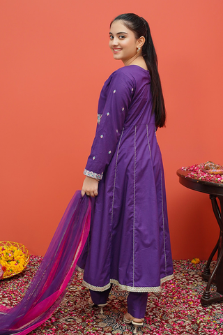 Picture of Modest - Cambric Embroidered 3 Piece Suit - 8185 - Available at Raja Sahib