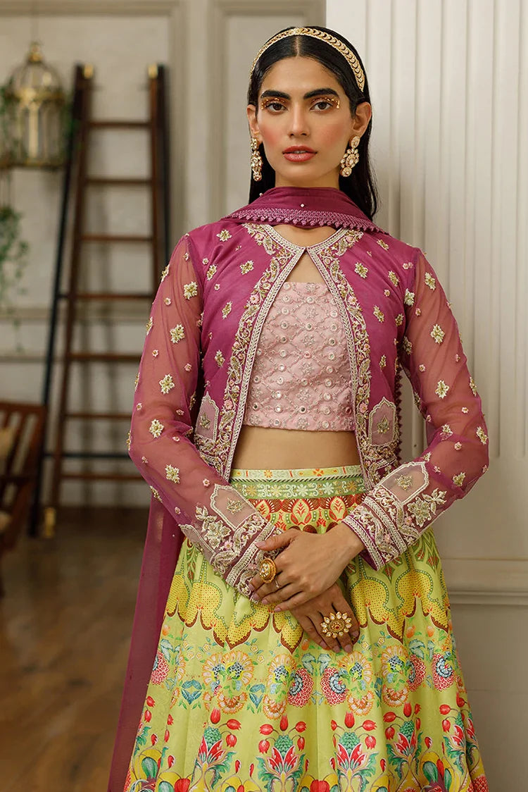 Picture of Threads & Motifs - Embroidered Jacket With Printed Lehenga - Available at Raja Sahib