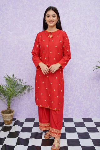 Picture of Modest - Girls Cotton Embroidered - 2 Piece Suit - 8475 - Available at Raja Sahib