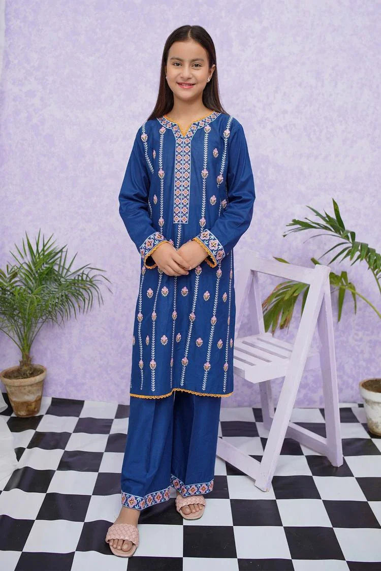 Picture of Modest - Girls Cotton Embroidered - 2 Piece Suit - 8495 - Available at Raja Sahib